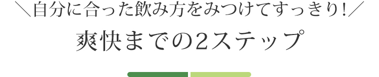 自分に合った飲み方をみつけてすっきり！爽快までの2ステップ