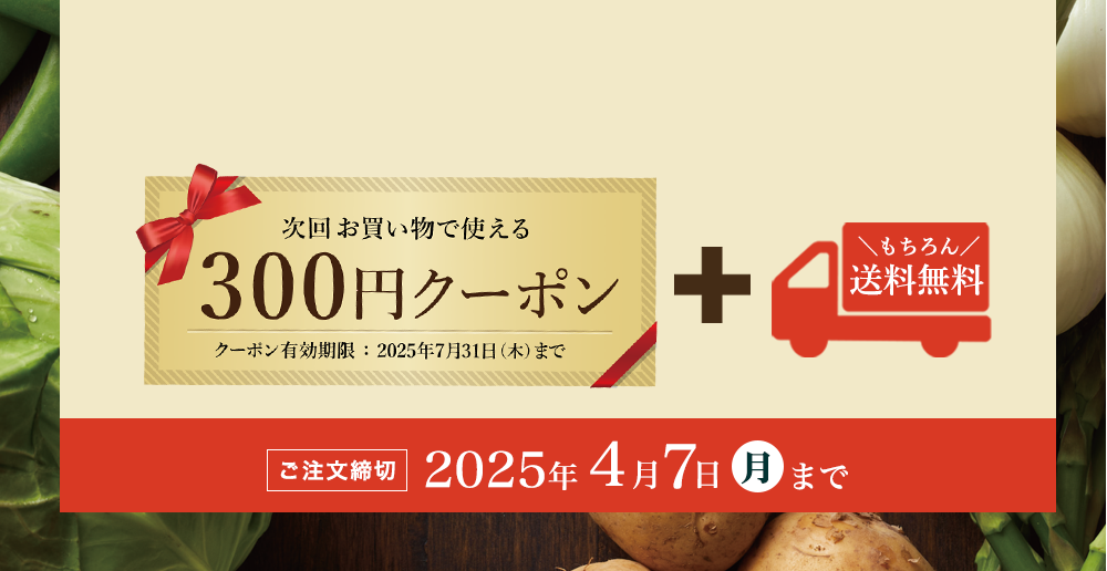 次回お買い物で使える300円分クーポン